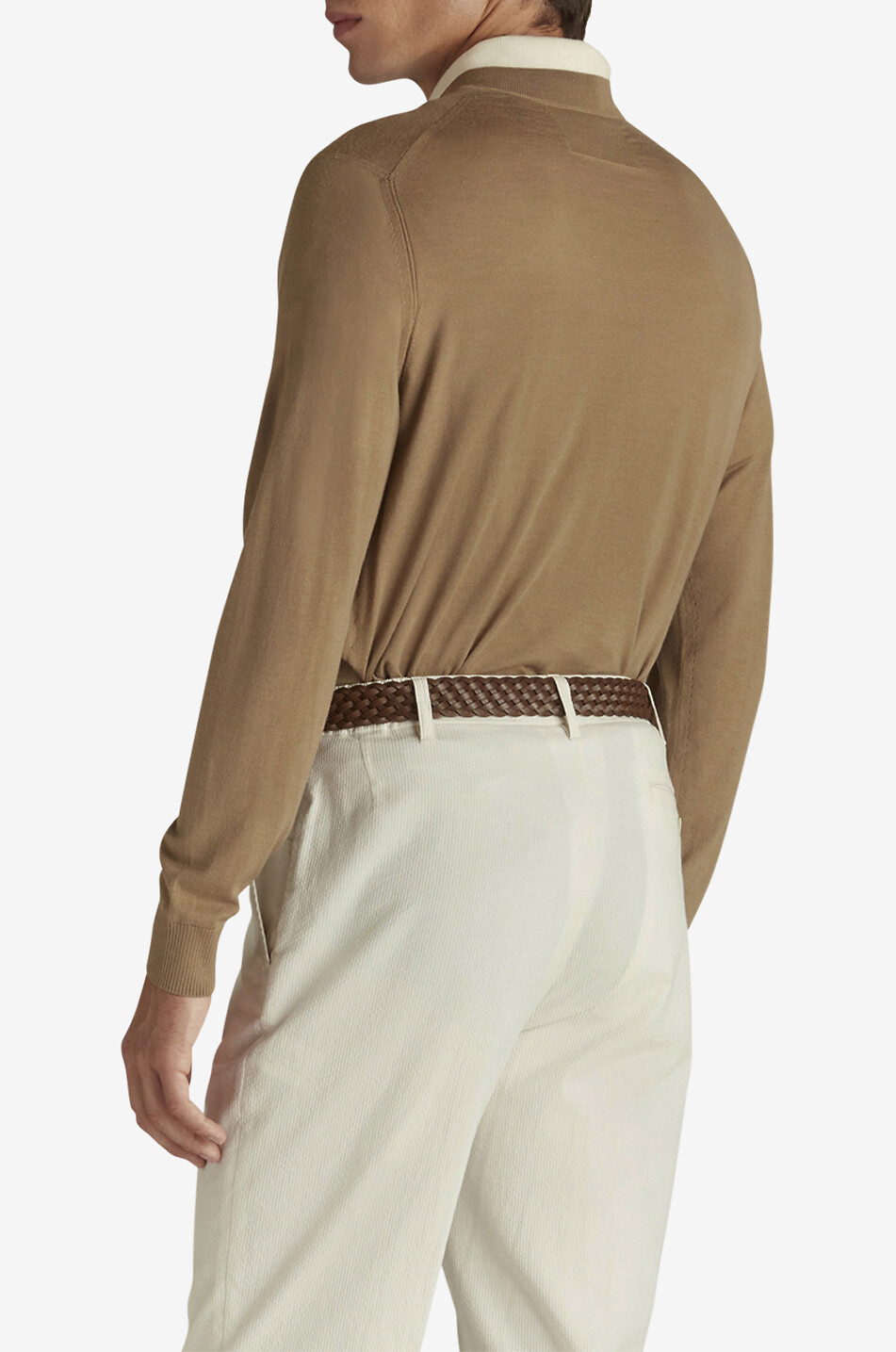 DUNHILL Pullover mit V-Ausschnitt aus Schurwolle Herren COGNAC 3