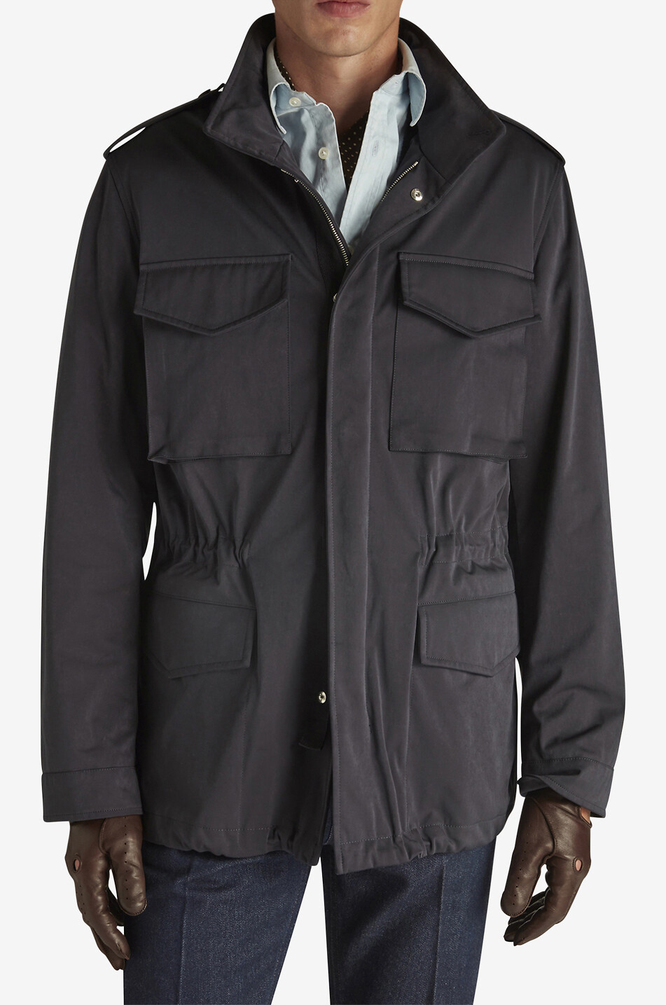 DUNHILL Saharienne en microfibres Field Jacket Homme BLEU FONCE 2