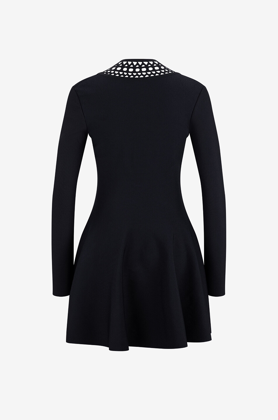 ALAÏA Mini robe patineuse en maille à col V ajouré Vienne Femme NOIR 2