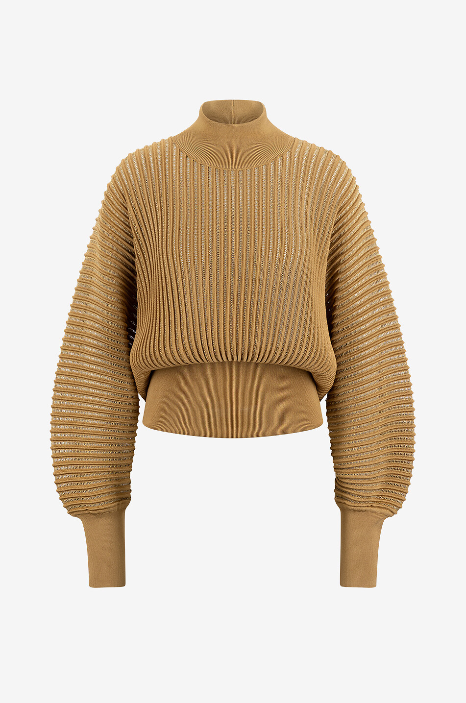 Batwing sleeve openwork jumper adorned with Lurex