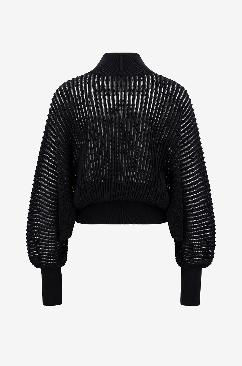 Batwing sleeve openwork jumper adorned with Lurex