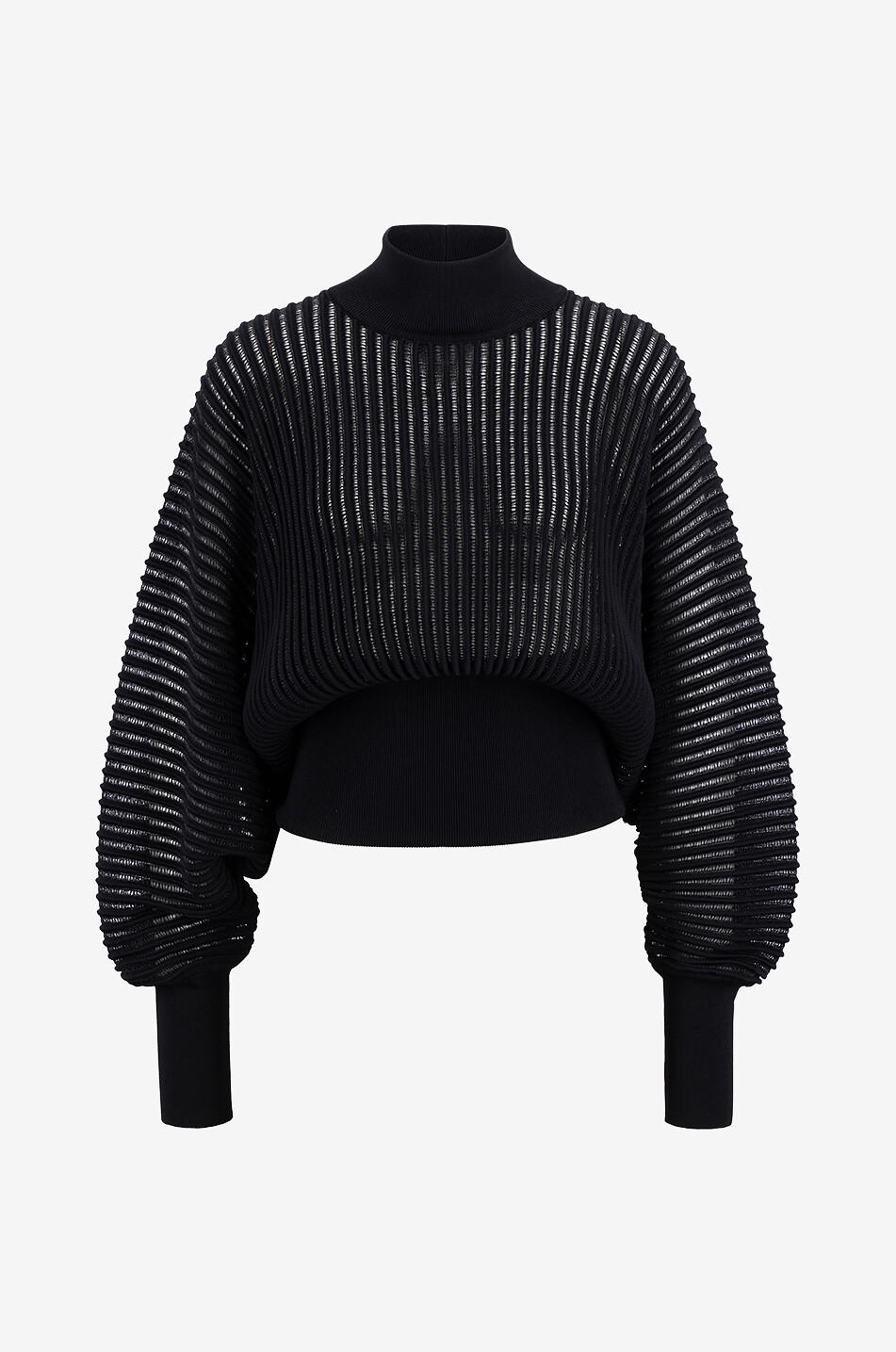 Batwing sleeve openwork jumper adorned with Lurex