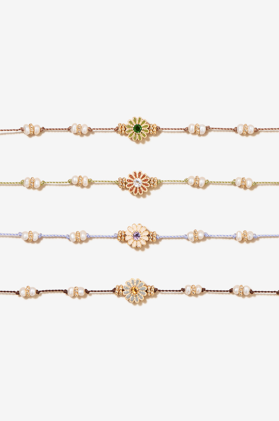 TITYARAVY Kordelarmband mit Perlen und Rosenquarz Malä-Saï Damen GRÜN 2