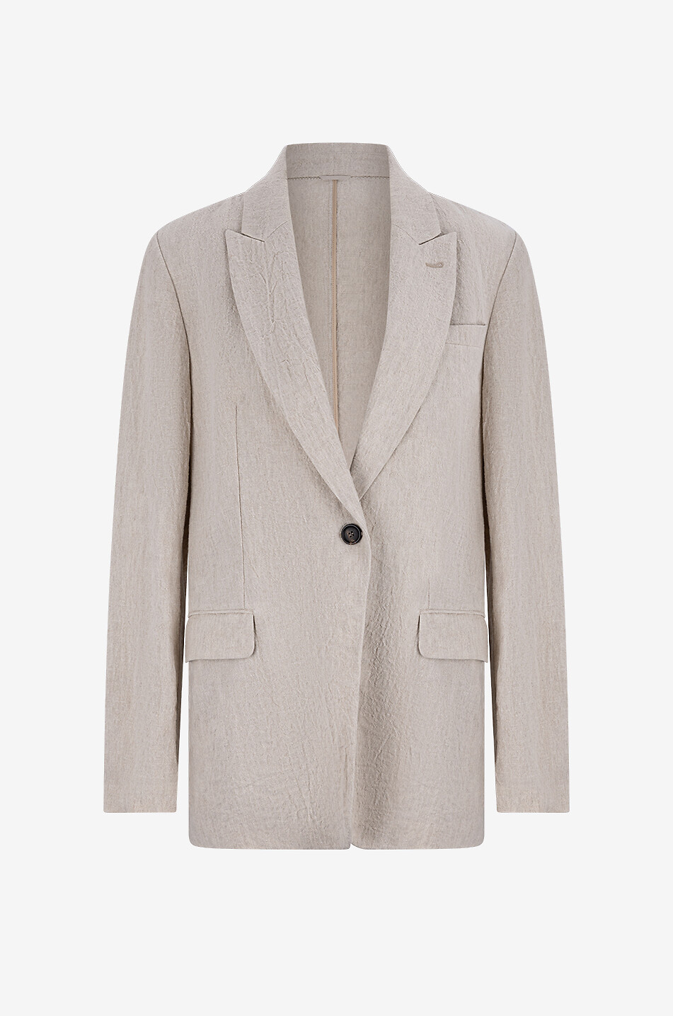 Monile straight single-breasted crinkle linen blazer