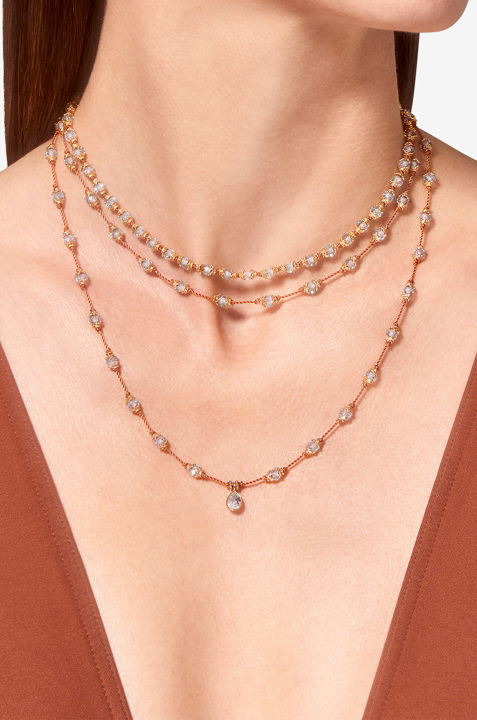 TITYARAVY Peony aquamarin embellished choker necklace Women ORANGE 2