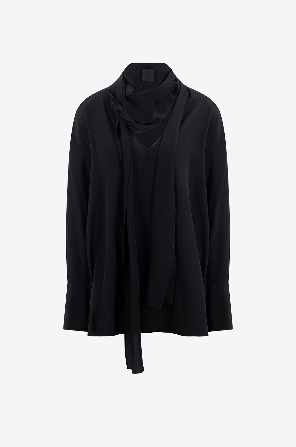 Blouse ample à lavallière en crêpe de soie