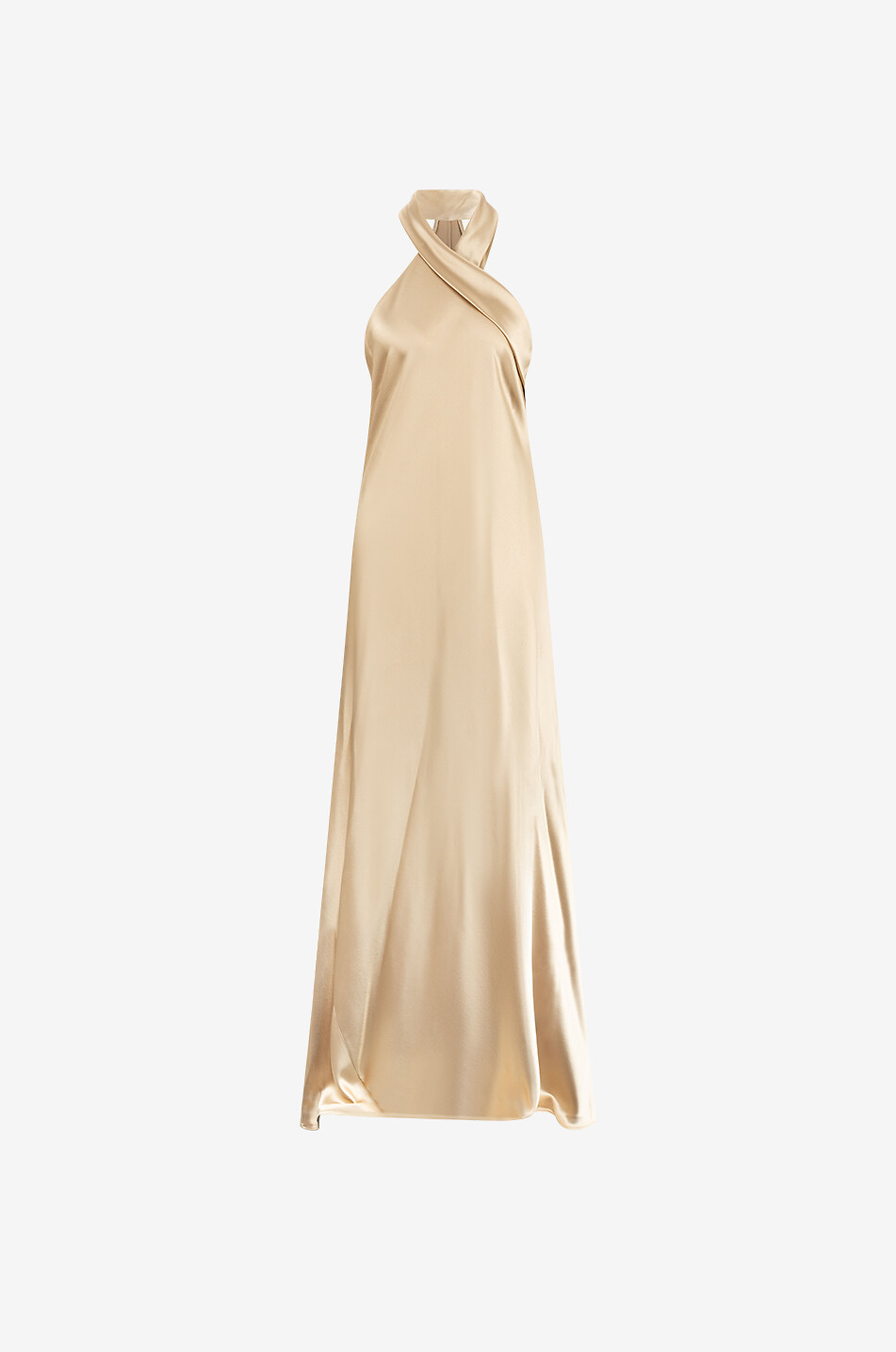 GALVAN LONDON Robe longue en satin à encolure asymétrique Pandora Femme DORE 1