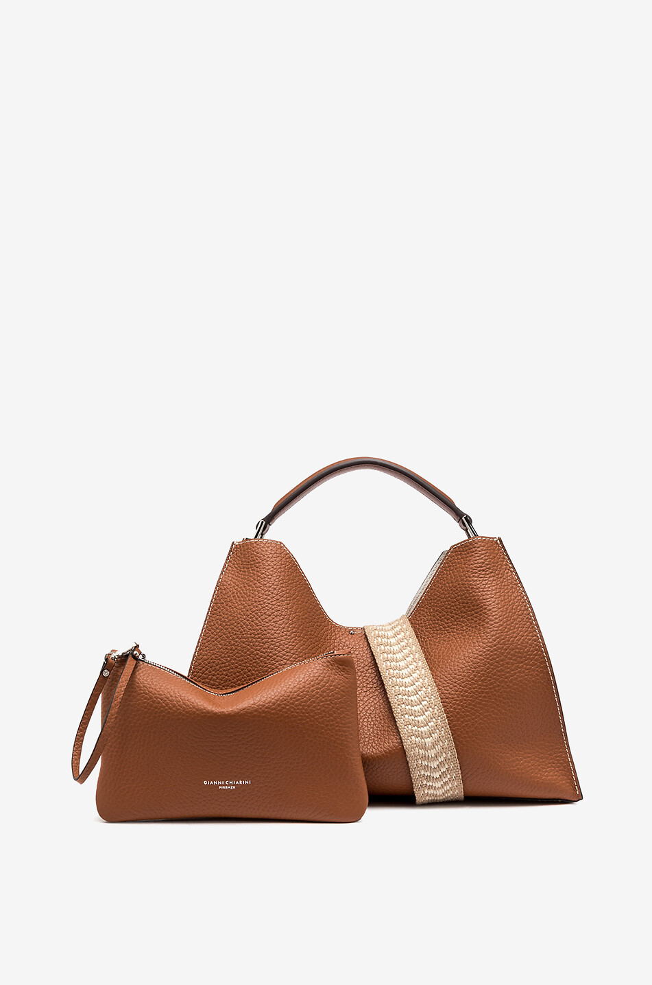 GIANNI CHIARINI Aurora grained leather handbag Women LIGHT BROWN 2