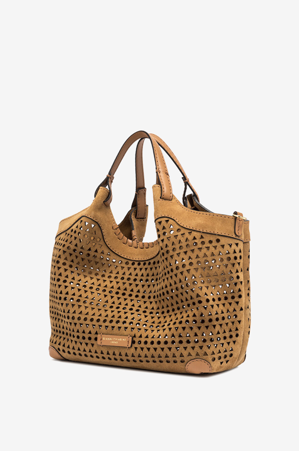 GIANNI CHIARINI Handtasche aus perforiertem Wildleder Dua Small Damen HELLBRAUN 3