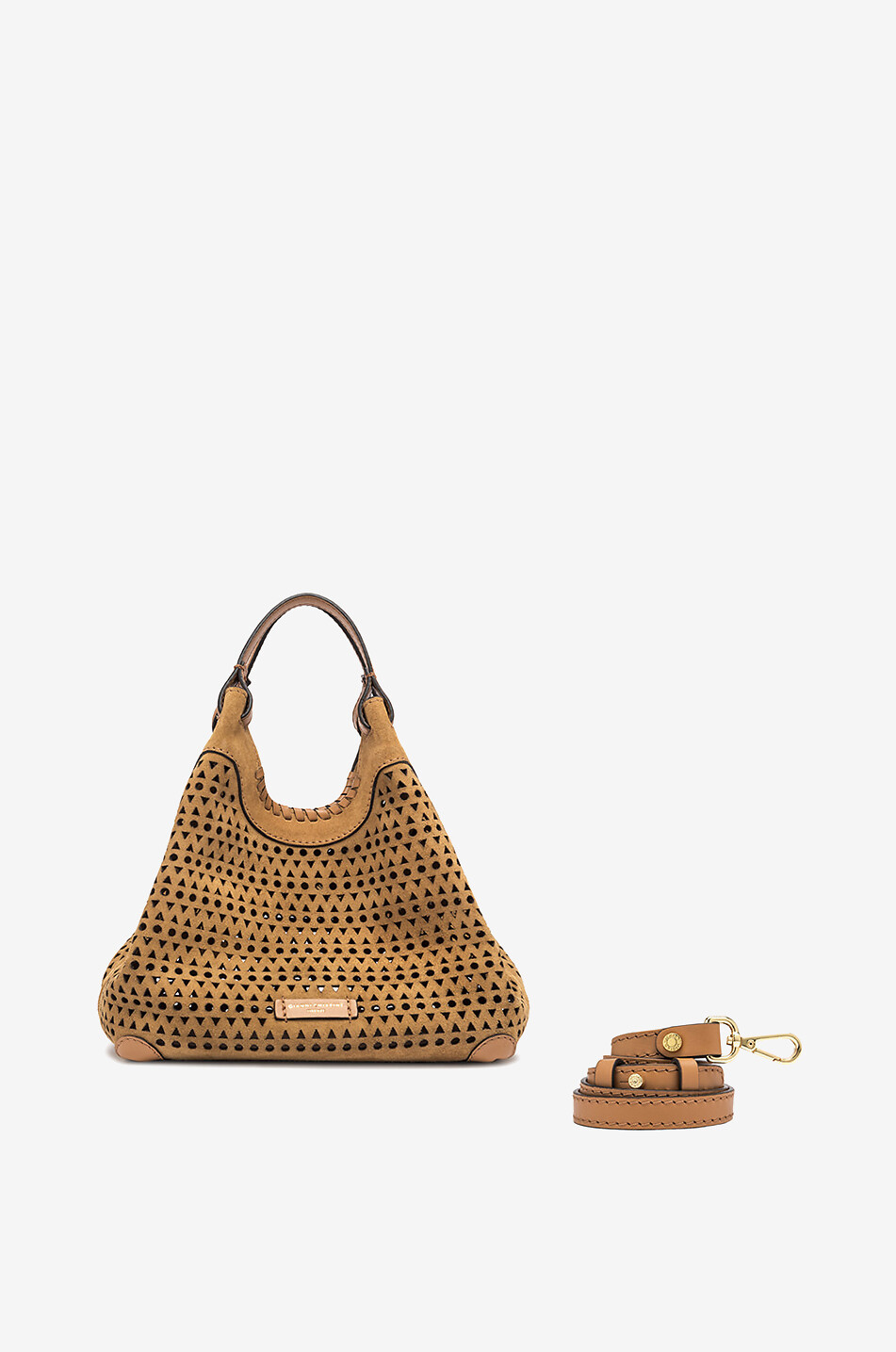 GIANNI CHIARINI Handtasche aus perforiertem Wildleder Dua Small Damen HELLBRAUN 4