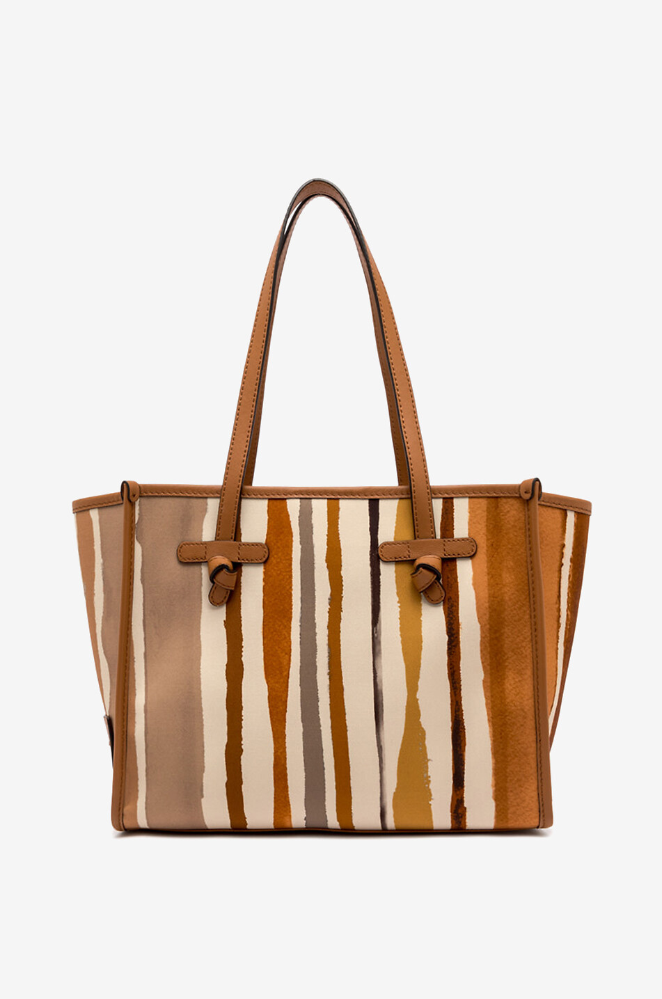 GIANNI CHIARINI Marcella striped canvas and leather tote bag Women LIGHT BROWN 1