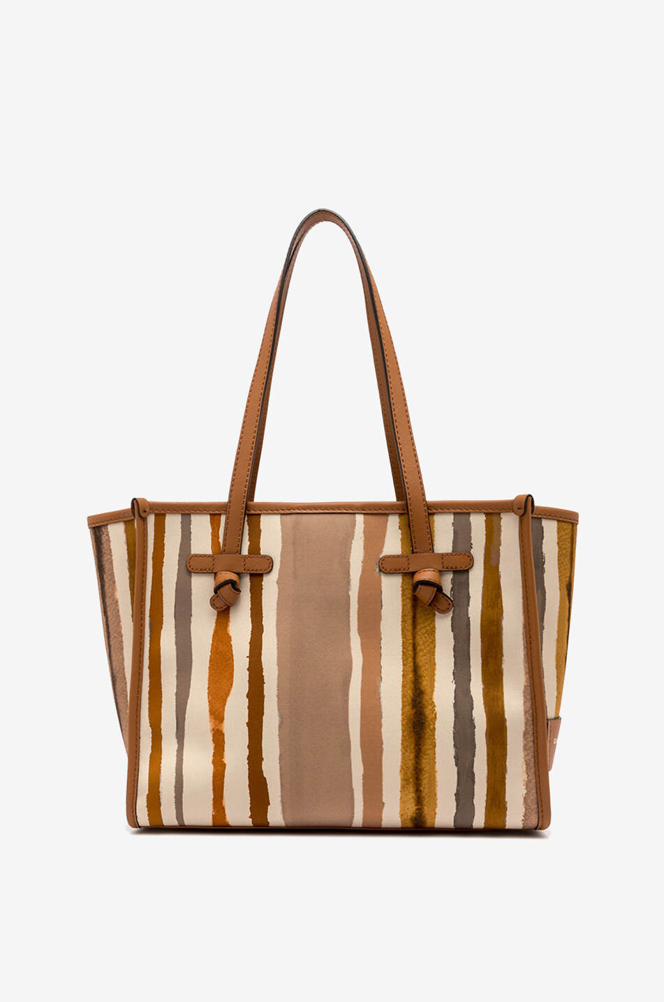 GIANNI CHIARINI Marcella striped canvas and leather tote bag Women LIGHT BROWN 4