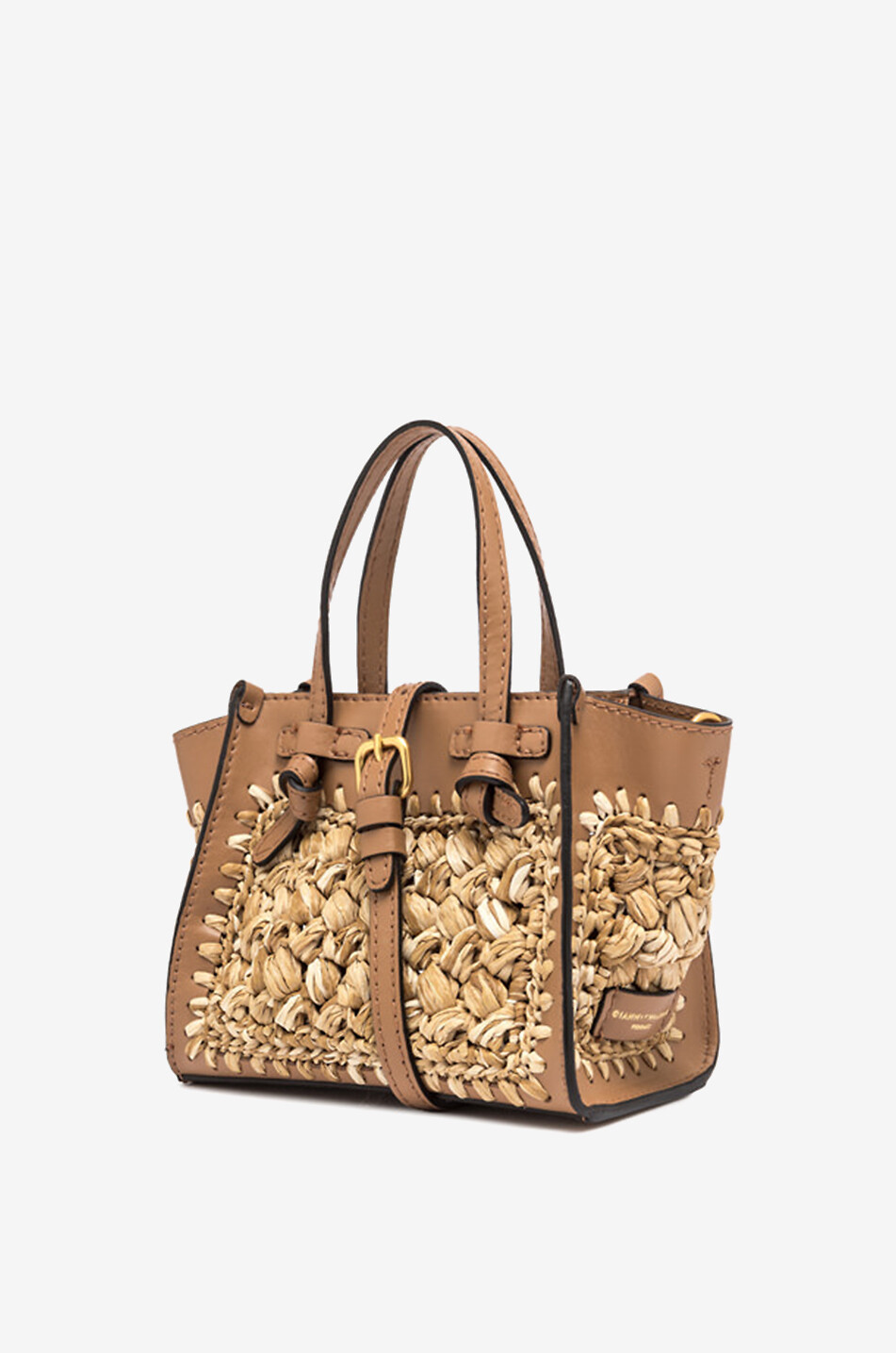 GIANNI CHIARINI Miss Marcella crochet raffia and leather mini tote bag Women [akeneo-beigefonce] 2