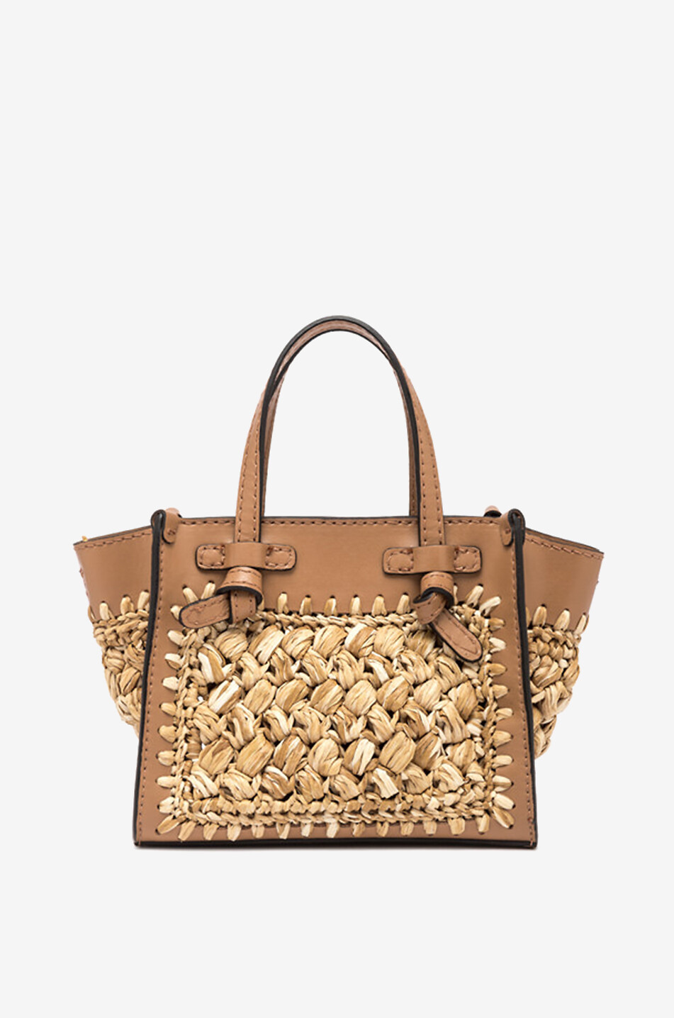 GIANNI CHIARINI Miss Marcella crochet raffia and leather mini tote bag Women [akeneo-beigefonce] 4