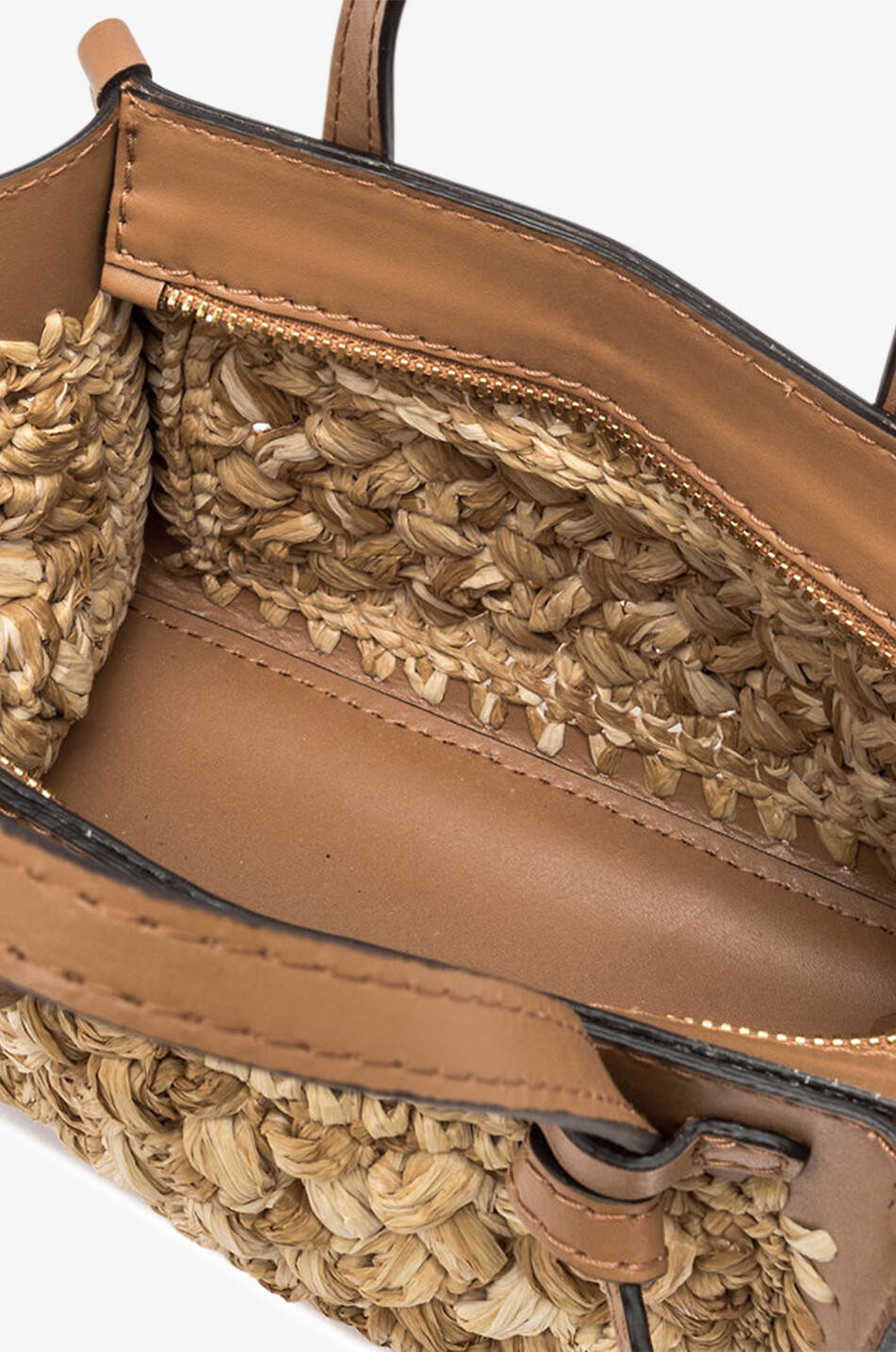 GIANNI CHIARINI Miss Marcella crochet raffia and leather mini tote bag Women [akeneo-beigefonce] 5