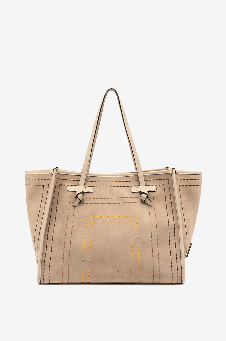 GIANNI CHIARINI Marcella suede tote bag with topstitching Women BEIGE 5