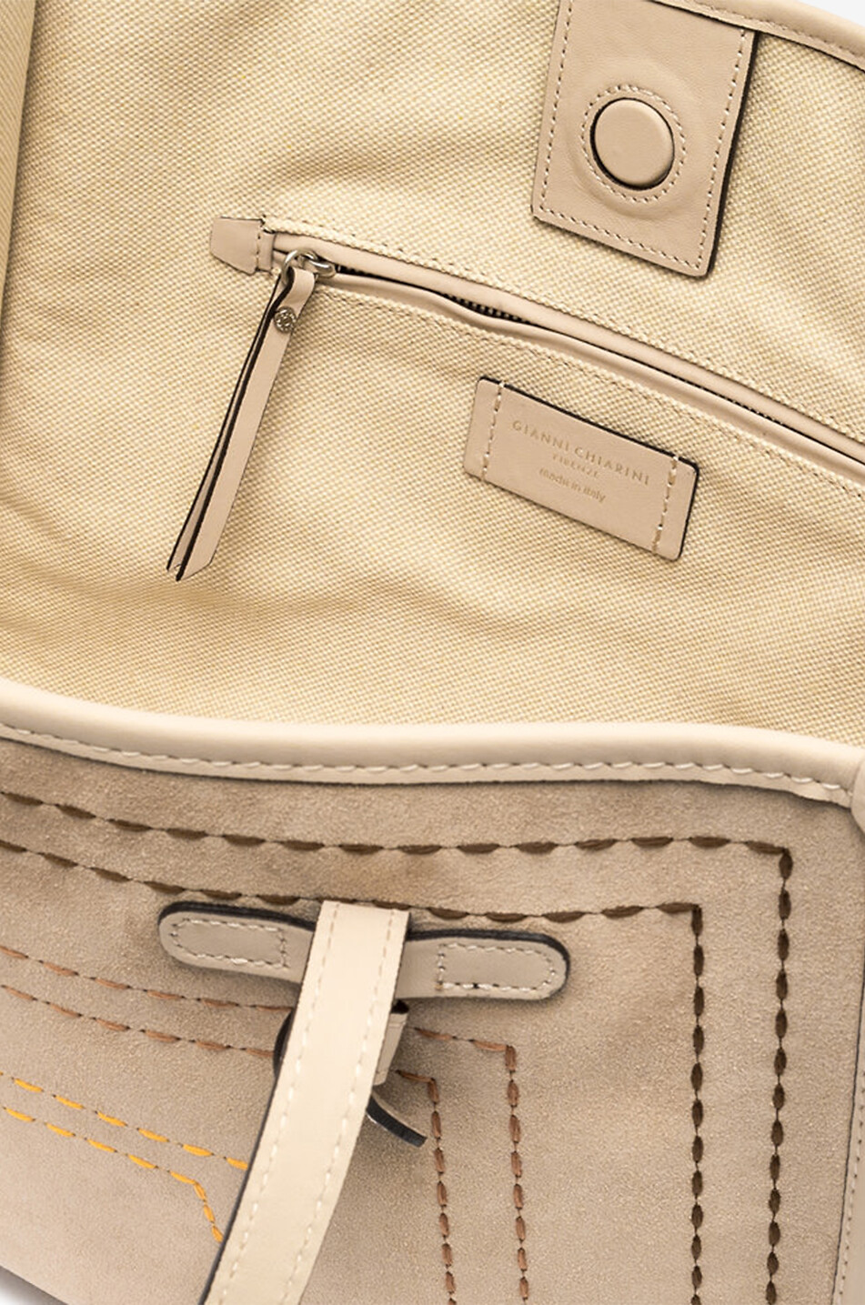 GIANNI CHIARINI Marcella suede tote bag with topstitching Women BEIGE 6