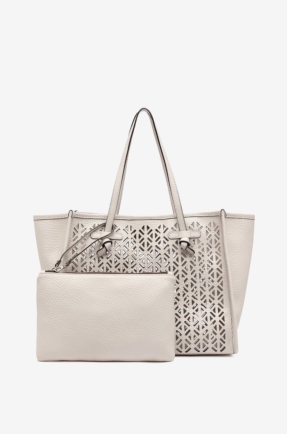 GIANNI CHIARINI Shopper aus gestanztem genarbtem Leder Marcella Damen WEISS 2