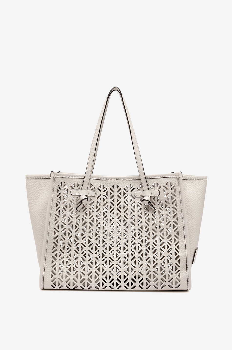 GIANNI CHIARINI Shopper aus gestanztem genarbtem Leder Marcella Damen WEISS 3