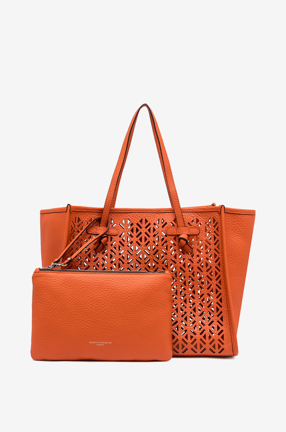 GIANNI CHIARINI Shopper aus gestanztem genarbtem Leder Marcella Damen DUNKELORANGE 2