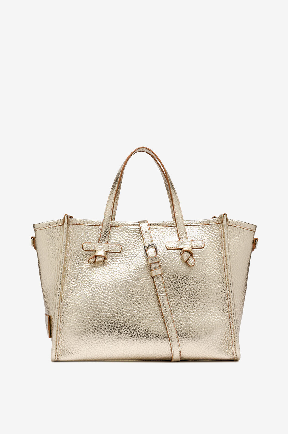 GIANNI CHIARINI Marcella grained metallic leather tote bag Women GOLDEN 1