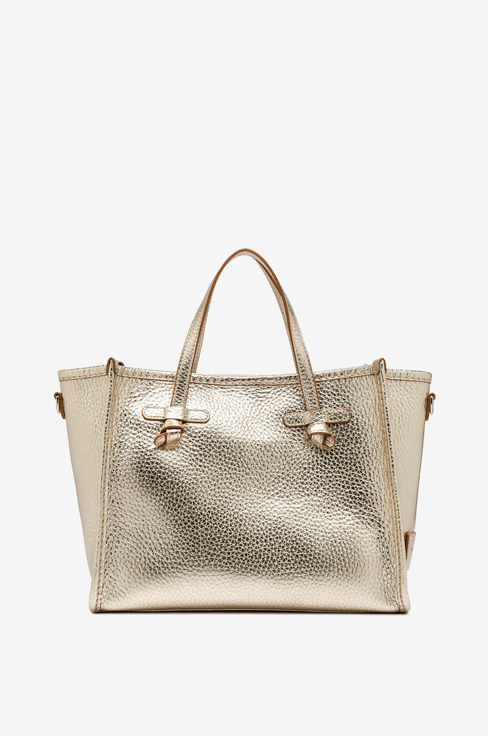 GIANNI CHIARINI Marcella grained metallic leather tote bag Women GOLDEN 4