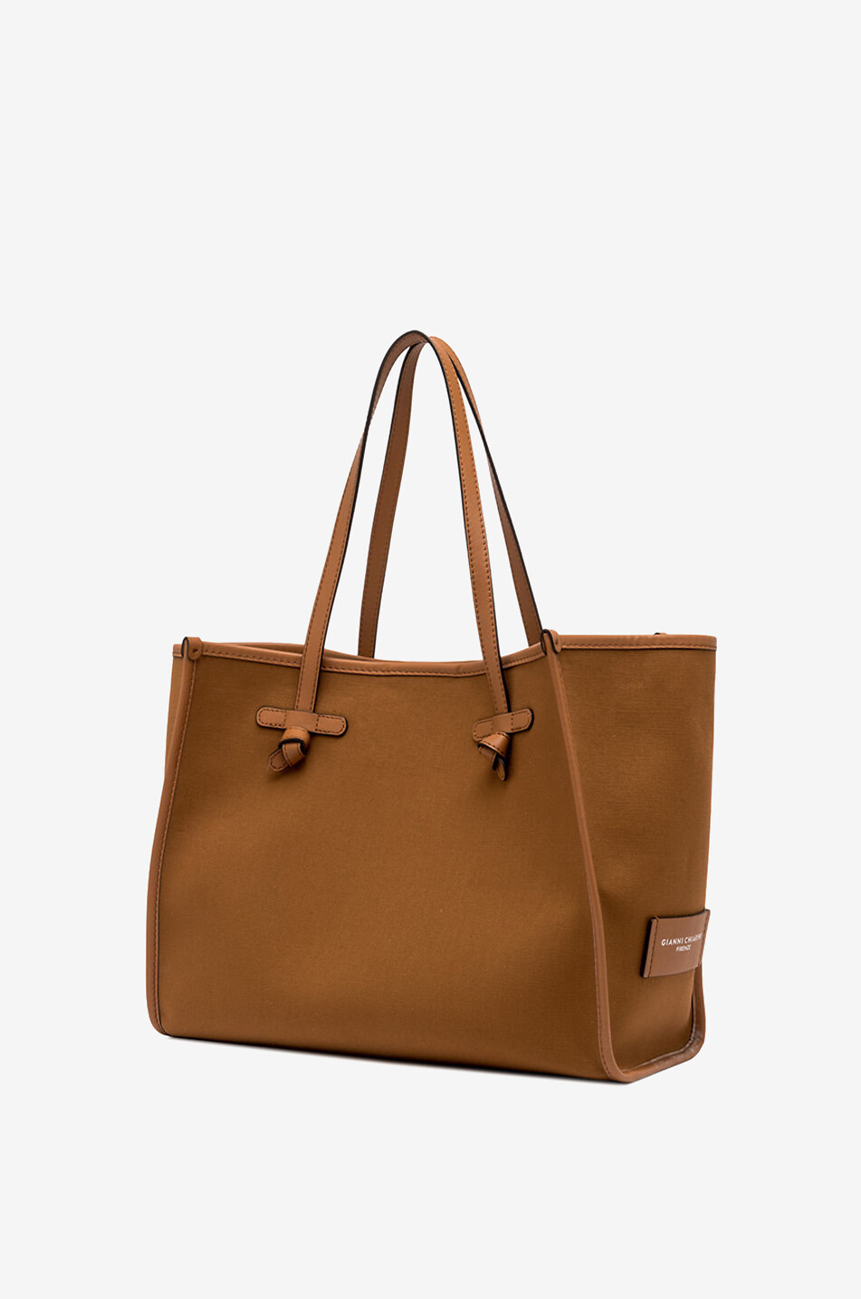 GIANNI CHIARINI Marcella canvas and leather tote bag Women DARK BROWN 3