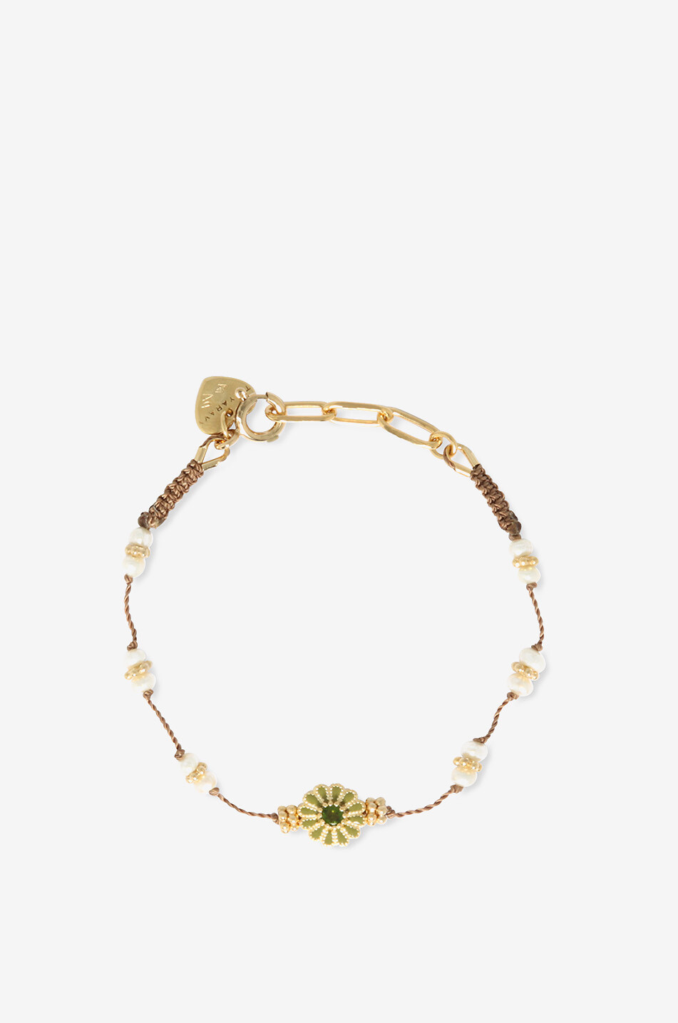 TITYARAVY Kordelarmband mit Perlen und Diopsid Malä-Saï Damen BEIGE 1