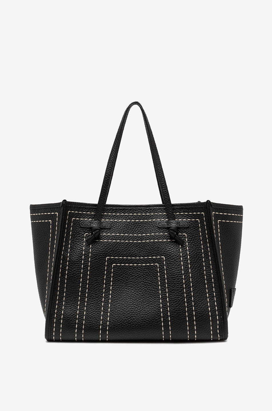 GIANNI CHIARINI Marcella topstitched grained leather tote bag Women BLACK 1