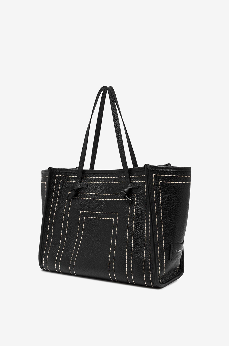GIANNI CHIARINI Marcella topstitched grained leather tote bag Women BLACK 5