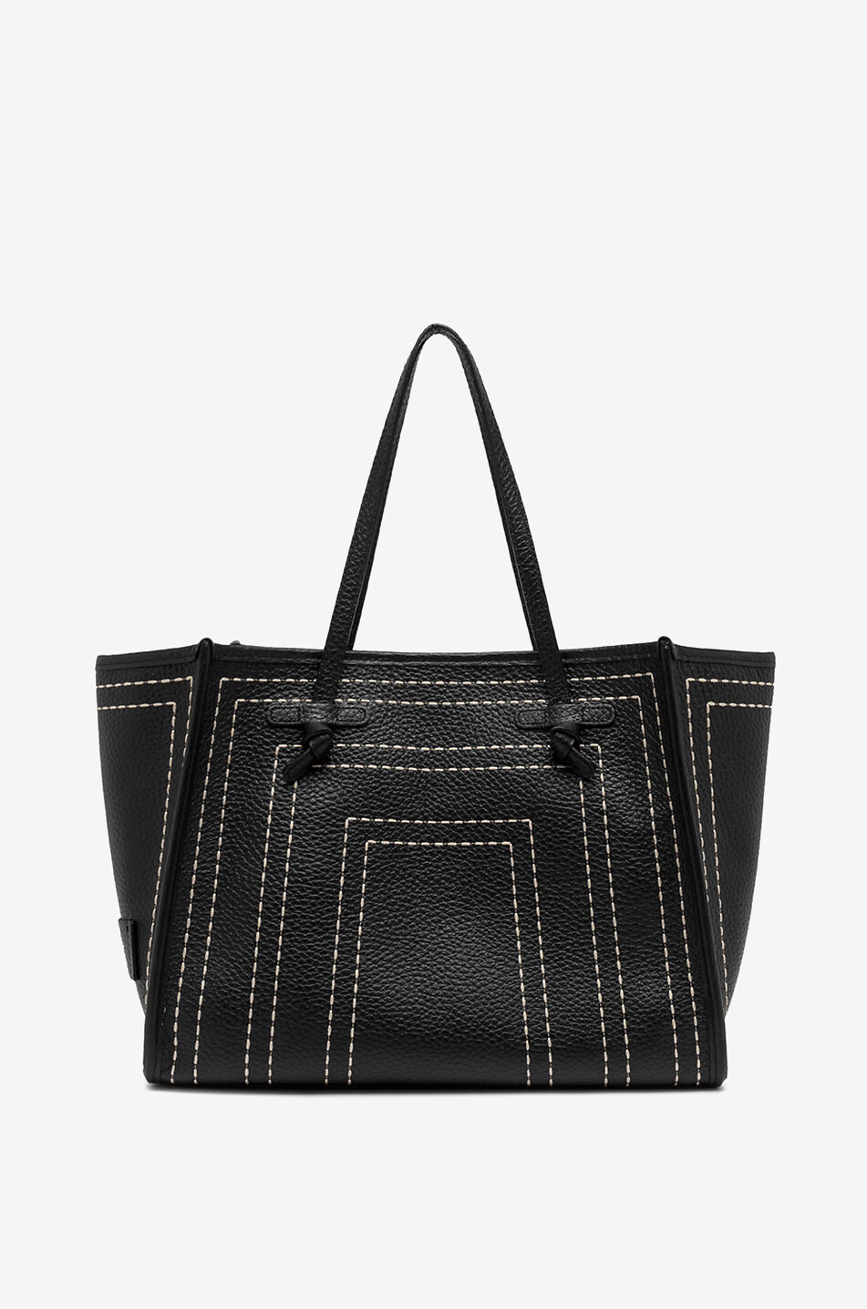 GIANNI CHIARINI Marcella topstitched grained leather tote bag Women BLACK 6