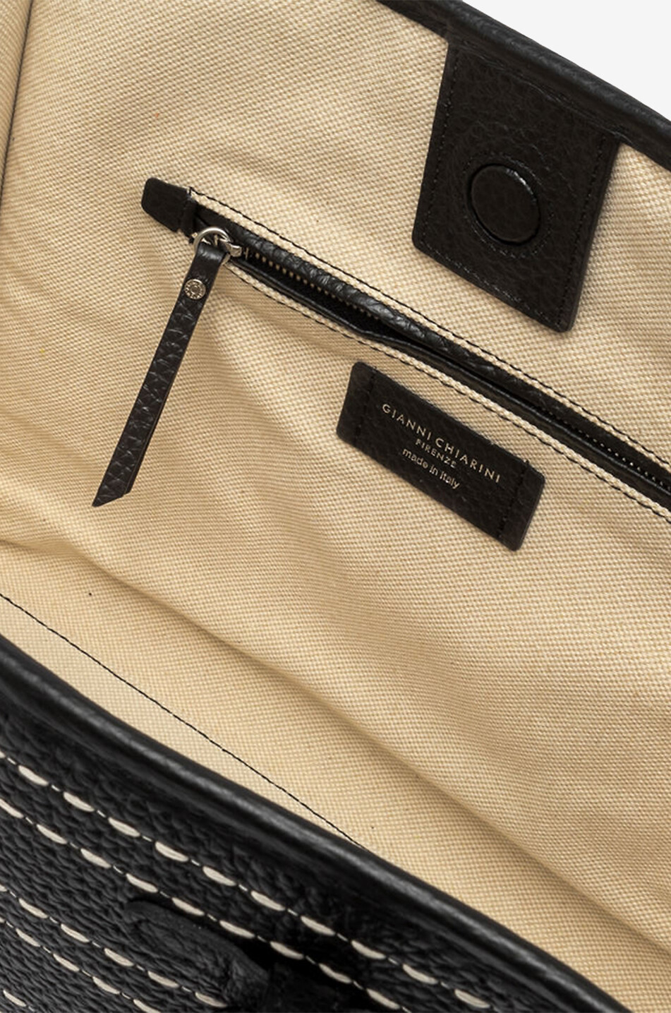 GIANNI CHIARINI Marcella topstitched grained leather tote bag Women BLACK 4