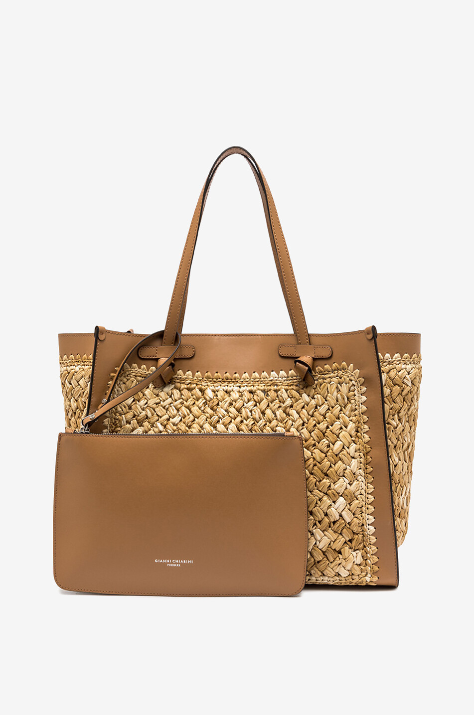 GIANNI CHIARINI Shopper aus gehäkeltem Bast und Leder Marcella Damen BEIGE 2