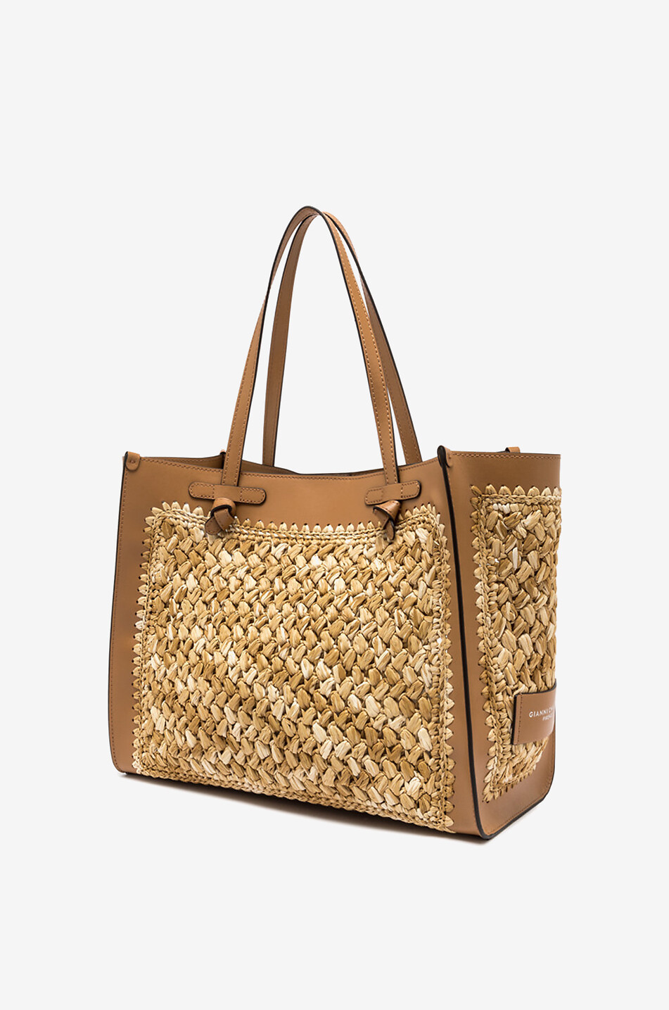 GIANNI CHIARINI Shopper aus gehäkeltem Bast und Leder Marcella Damen BEIGE 4