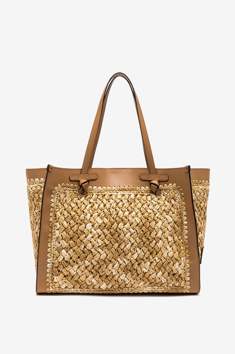 GIANNI CHIARINI Shopper aus gehäkeltem Bast und Leder Marcella Damen BEIGE 5