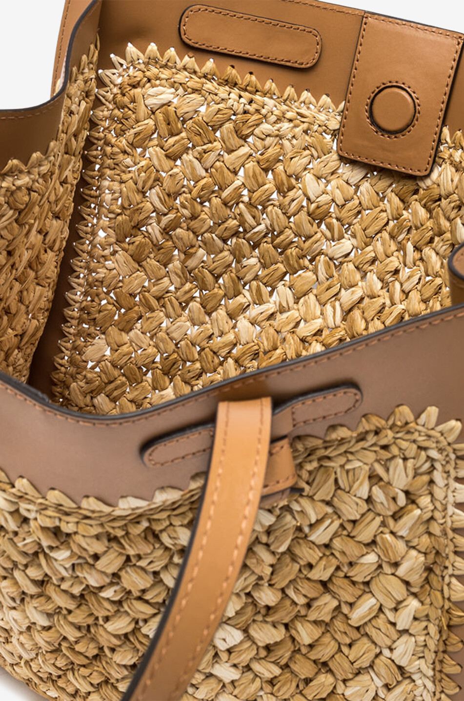 GIANNI CHIARINI Shopper aus gehäkeltem Bast und Leder Marcella Damen BEIGE 6