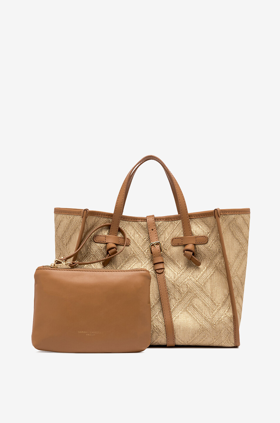 Marcella 32 diamond patterned raffia tote bag