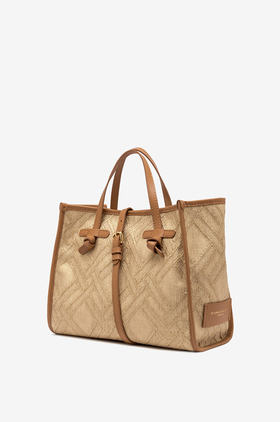 Marcella 32 diamond patterned raffia tote bag