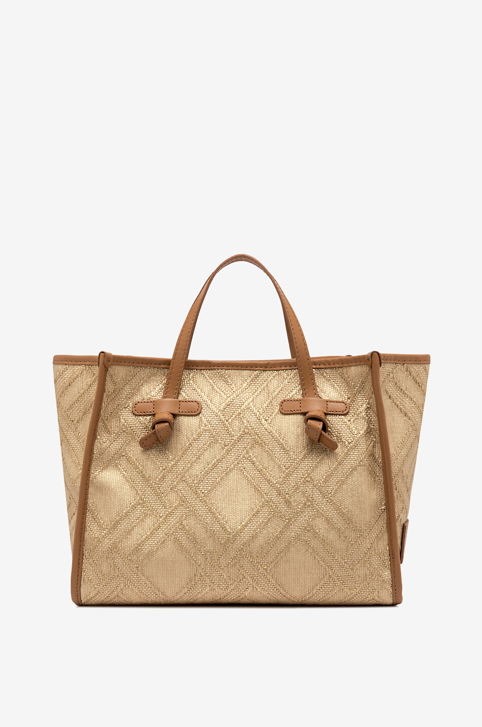 Marcella 32 diamond patterned raffia tote bag