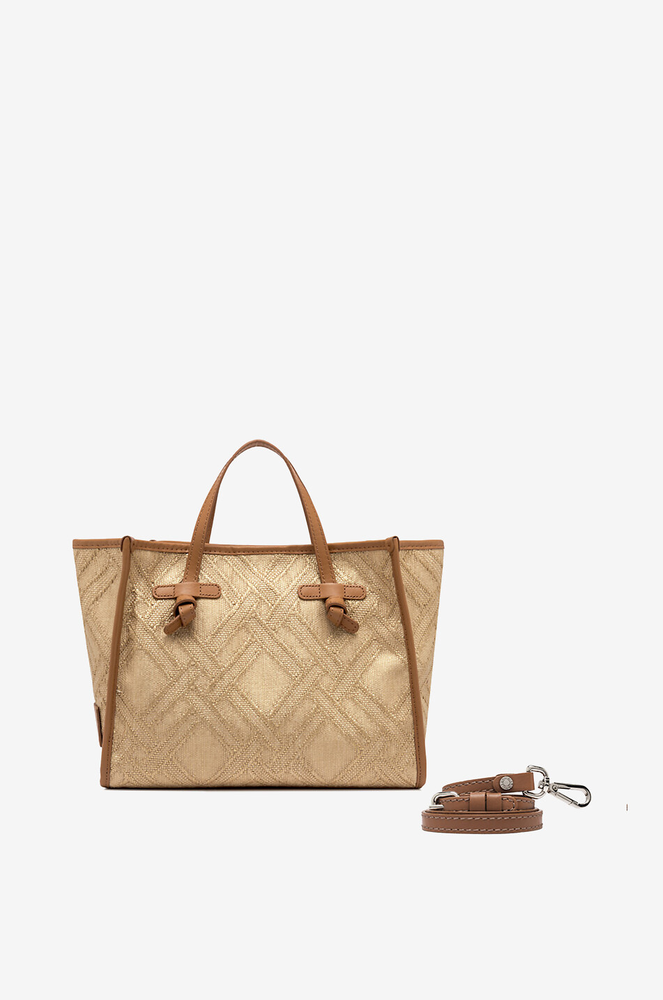 Marcella 32 diamond patterned raffia tote bag
