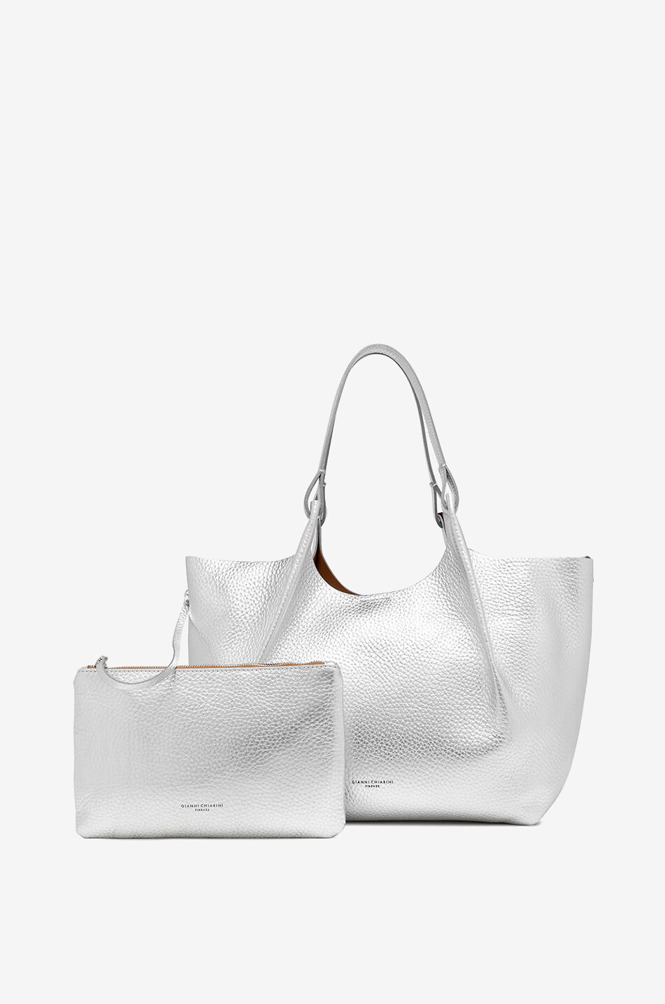 GIANNI CHIARINI Tasche aus genarbtem Leder Dua Damen GRAU 2