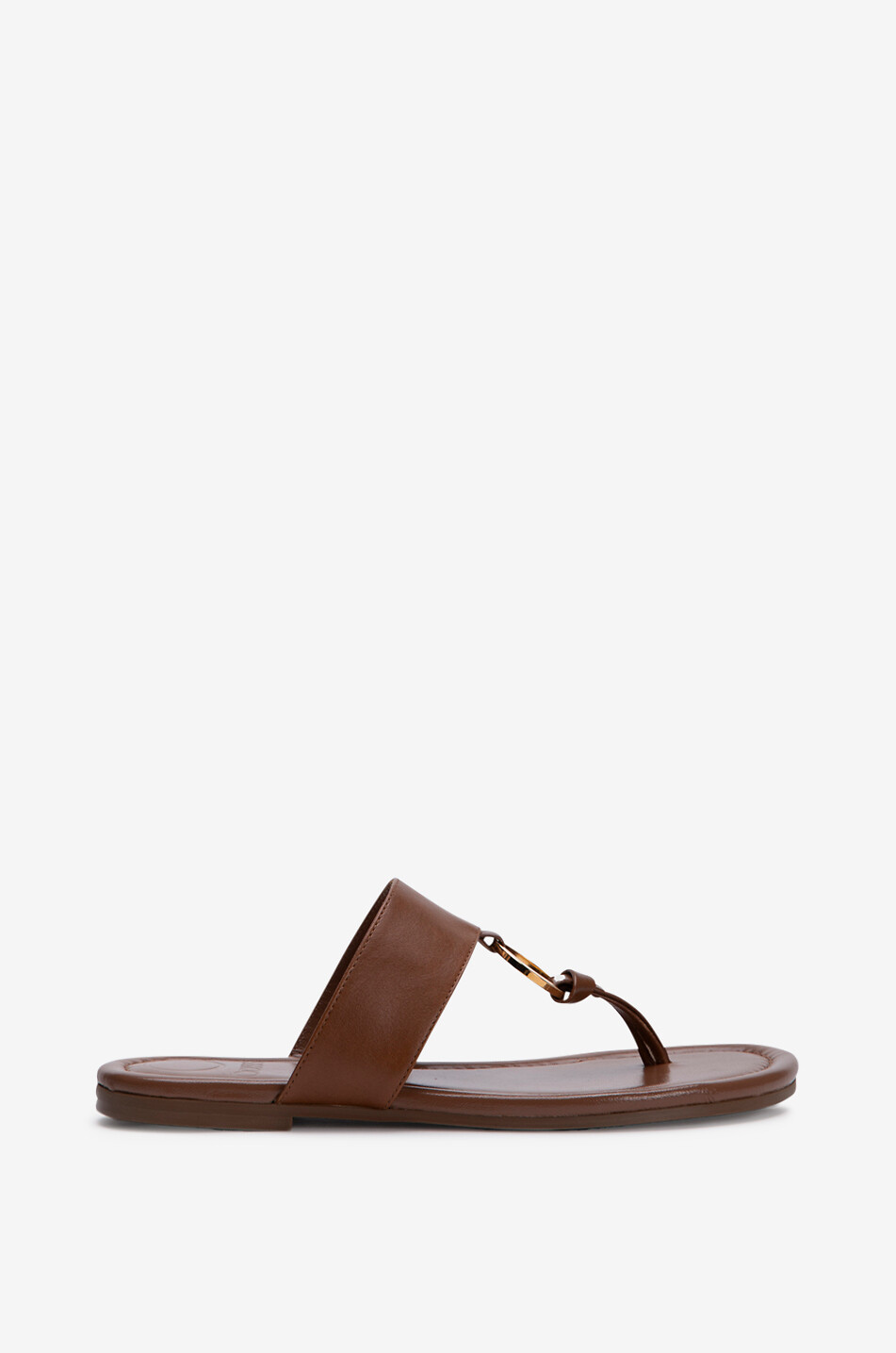 ODISSI Tongs en cuir brillant Olivia Femme MARRON FONCÉ 1