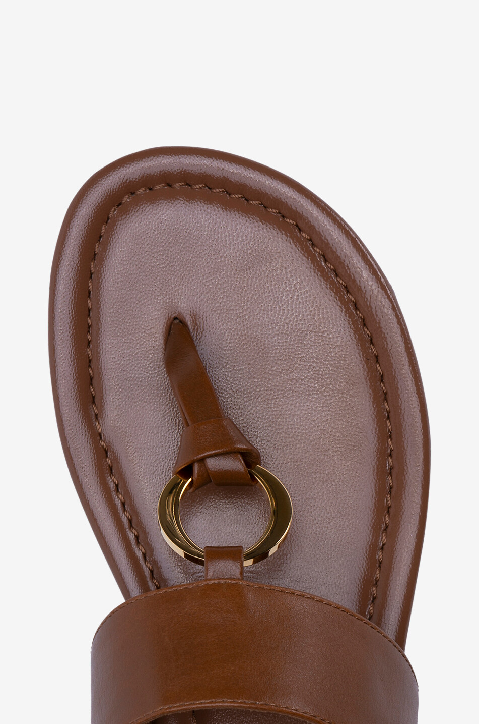 ODISSI Tongs en cuir brillant Olivia Femme MARRON FONCÉ 2