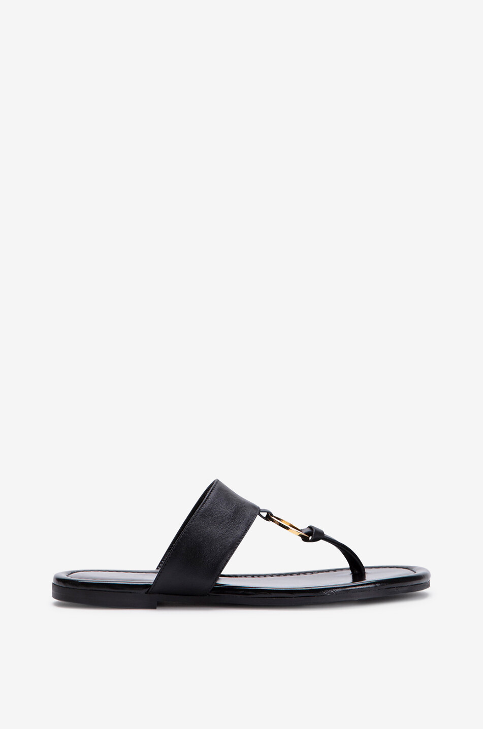 Zehensandalen aus glänzendem Leder Olivia