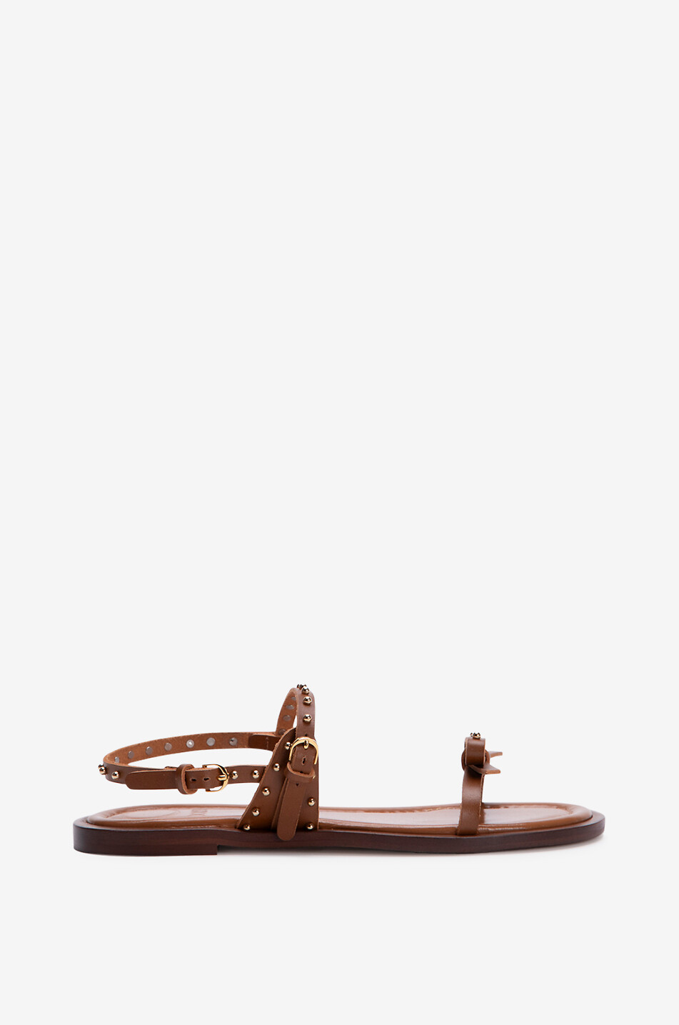 ODISSI Jackie flat smooth leather sandals Women BROWN 1