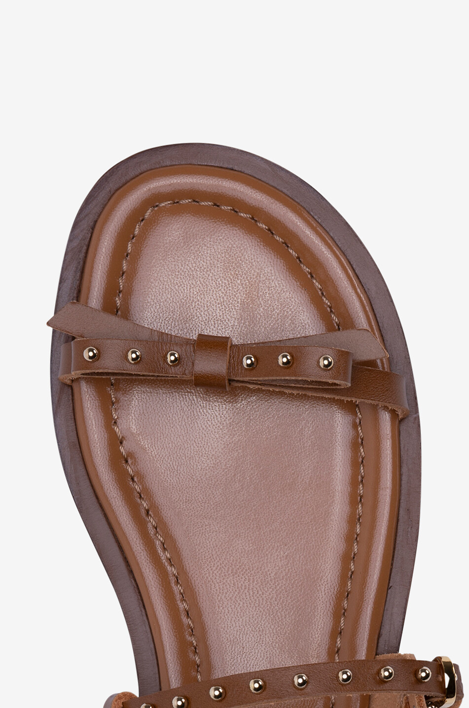 ODISSI Jackie flat smooth leather sandals Women BROWN 2