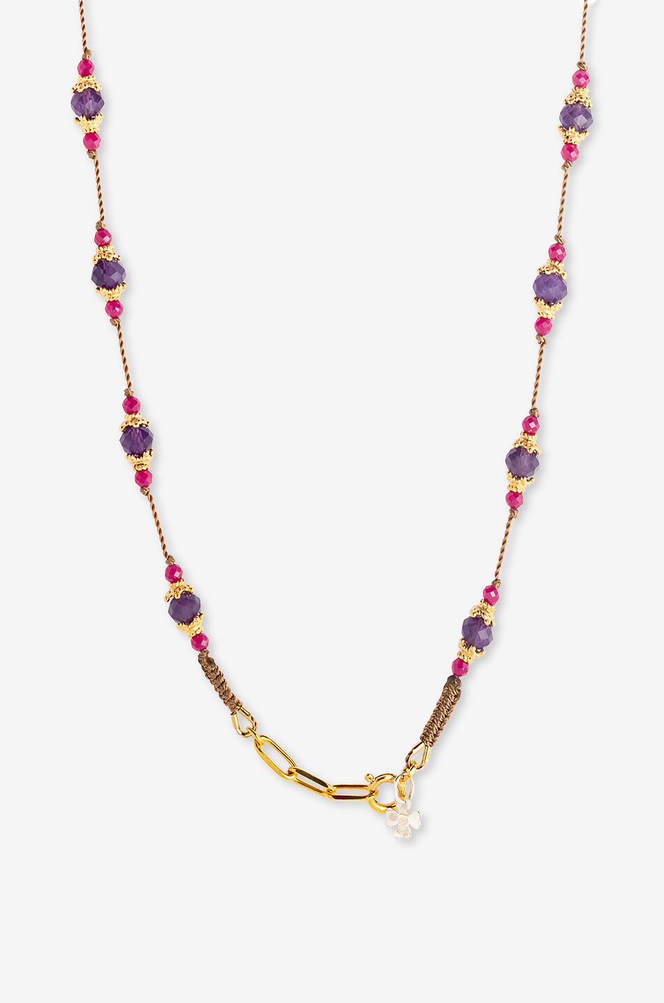 TITYARAVY Sriphala cord choker necklace with amethyst and rubellite Women DARK PINK 2