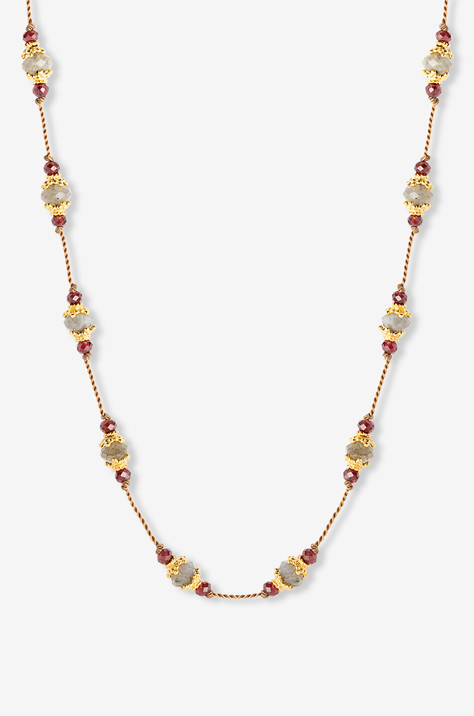 TITYARAVY Sriphala cord choker necklace with labradorite and garnet Women MULTI COLOURED 2 1