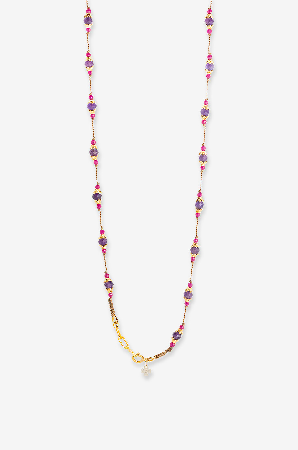 TITYARAVY Sriphala cord necklace with amethyst and rubellite Women PURPLE 2