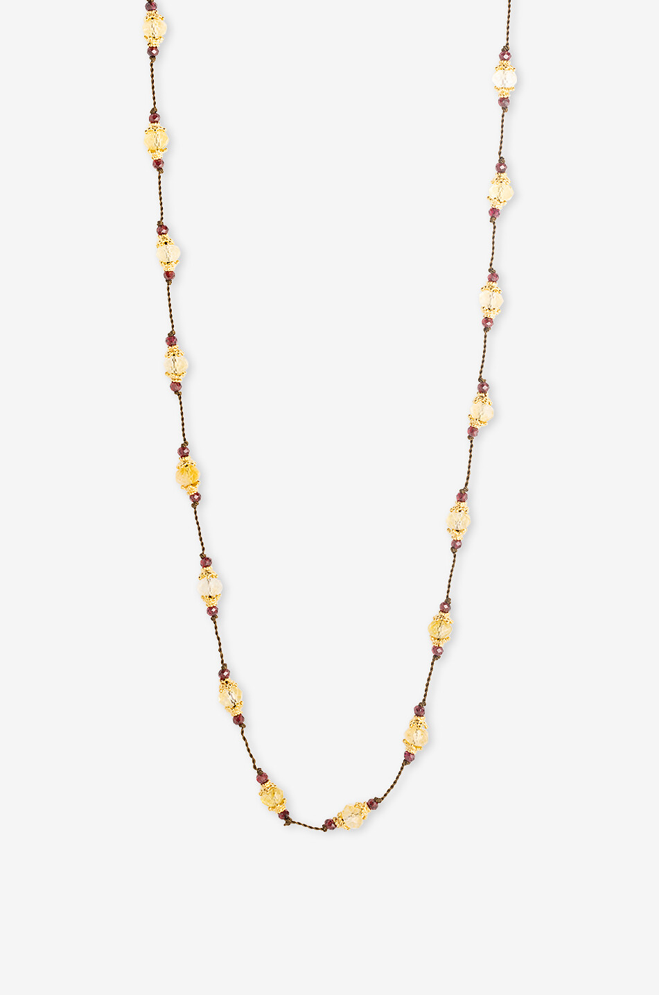 Sriphala citrine and garnet cord necklace